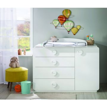 Commode | 18mm Melamine Coated | Soft Close Drawers | Wall Fixable | Baby Cotton Multicolor