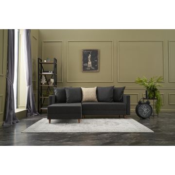 Canapé-lit d'angle confortable | Design élégant | Cadre en bois de hêtre | Couleur anthracite