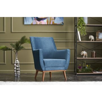 Atelier Del Sofa Wing Chair | Bois de charme | Velours bleu