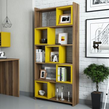 Woody Fashion Bookshelf | 170cm Height | Walnut Yellow