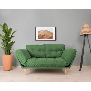 Canapé-lit 3 places avec structure en métal et tissu en lin | Design élégant, assise confortable et fonction polyvalente | Vert