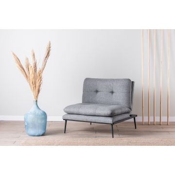 Atelier Del Sofa Wing Chair | Tissu lin gris | Structure 100% métal | Dossier réglable sur 4 niveaux