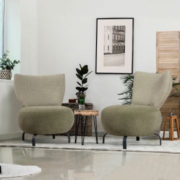 Atelier Del Sofa Wing Chair Set in Green Chenille - 2 Piece Set