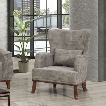 Atelier Del Sofa Wing Chair en tissu Mykonos gris