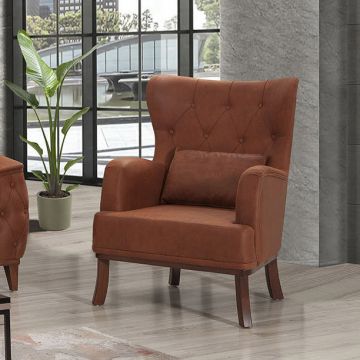 Atelier Del Sofa Wing Chair en tissu Mykonos marron