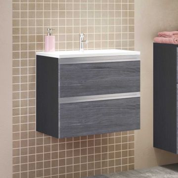 Meuble lavabo Lotuk L60xP39cm avec 2 tiroirs - chêne gris