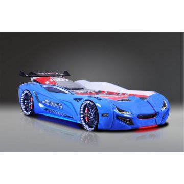 Woody Fashion Car Bed | 100% Melamine Coated Board | Remote Control | LED Lights | Blue Undercar Lights | Multicolor