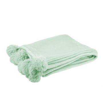 Plaid pompon polyester vert clair