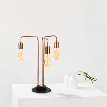 Opviq Lampe de table | Corps en métal | 40x40 cm | 51 cm Hauteur | IP20 | Or Noir
