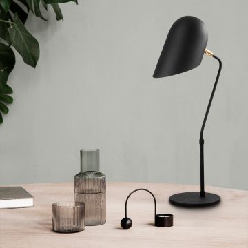 Opviq Lampe de table | 12x30 cm | Corps en métal | 62 cm de hauteur | Noir or