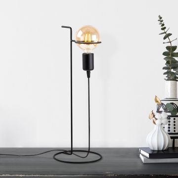 Opviq Lampe de table en métal - 19cm de diamètre, 51cm de hauteur, interrupteur marche/arrêt, 200cm de câble, E27 Max 40W, IP20, noir