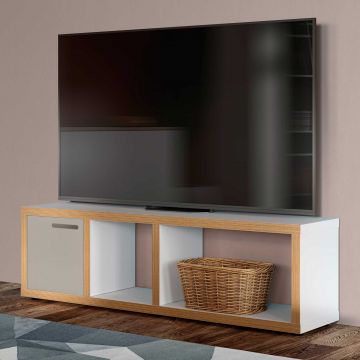 Meuble TV Berkeley 150cm - blanc/contreplaqué