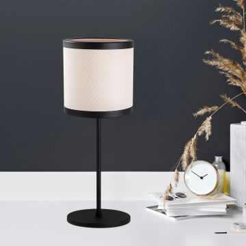 Fulgor Lampe de table | Corps en métal | Capuchon en tissu | 18x18x52cm | Noir Blanc