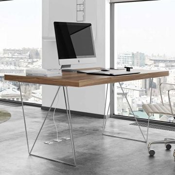 Table Multis 160cm - noyer/chrome