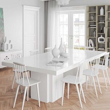 Table à manger Mundus 130 x 260 cm - blanc brillant
