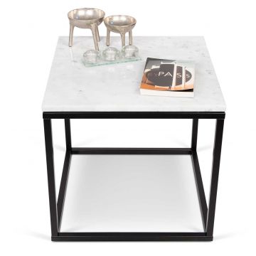 Table d'appoint Prairie - marbre blanc/acier