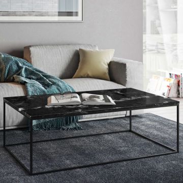 Table basse Gleam 120x75 - marbre noir/acier
