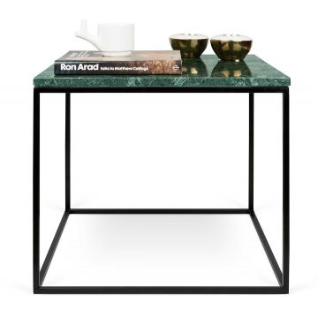 Table d'appoint Gleam 50x50 - marbre vert/acier