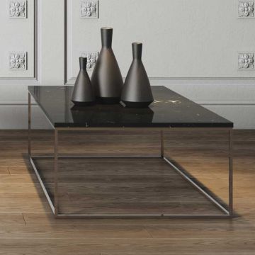 Table basse Gleam 120x75 - marbre noir/chrome