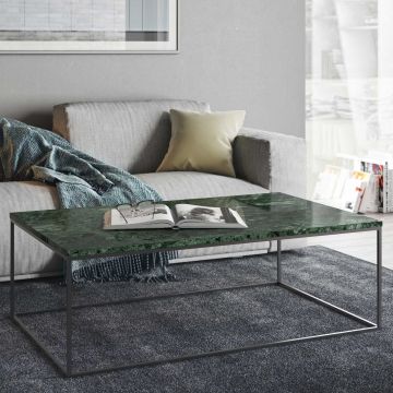 Table basse Gleam 120x75 - marbre vert/chrome