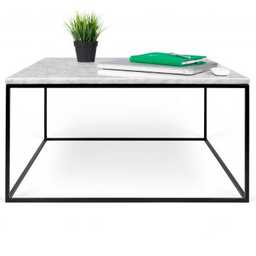 Table basse Gleam 75x75 - marbre blanc/acier
