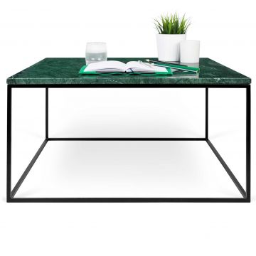 Table basse Gleam 75x75 - marbre vert/acier
