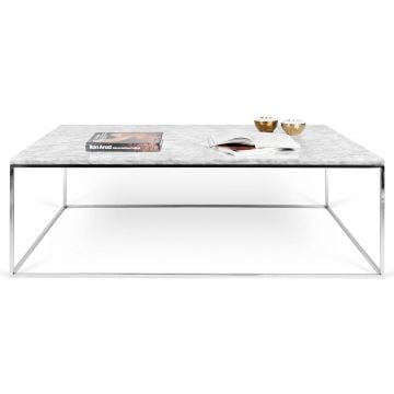Table basse Gleam 120x75 - marbre blanc/chrome
