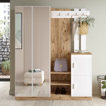 Elegant Hall Stand with Storage | 100% Melamine Coated | Atlantic Pine White