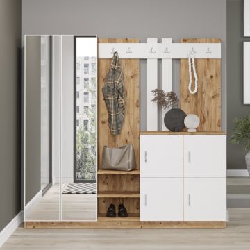 Elegant Hall Stand with Storage | 100% Melamine Coated | Atlantic Pine White