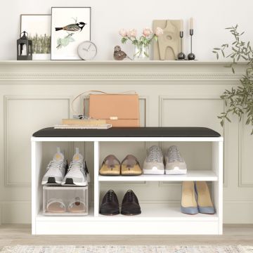 Erika Shoe Cabinet | 100% Melamine Coated | 18mm Thickness | PU Leather | White