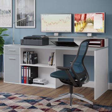Gaming desk Gamer | 160 x 115 x 92 cm | Blanc
