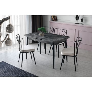 Table de salle à manger design et élégante avec rangement - Anthracite