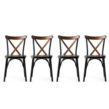 Ensemble de chaises confortables et élégantes | Structure en métal, assise en bois | Couleur noyer