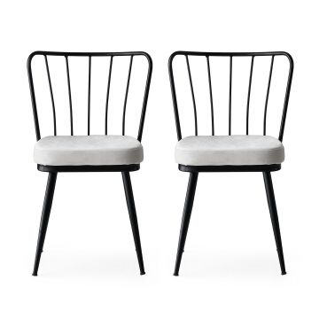 Ensemble de chaises élégantes (2 pièces) | Confortable et moderne | Structure 100% métal | Assise en velours | Noir