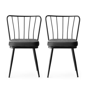 Ensemble de chaises élégantes et confortables | 2 pièces | Noir | Structure 100% métal | Siège en tissu velours
