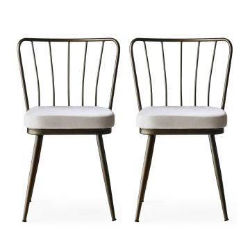 Ensemble de chaises élégantes et confortables | Structure en métal | Tissu en velours | Couleur vison