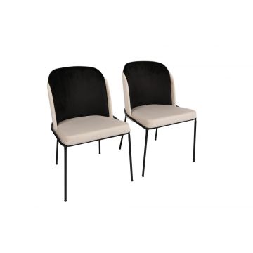 Ensemble de chaises Vella | Structure en métal | Tissu de velours | Noir crème