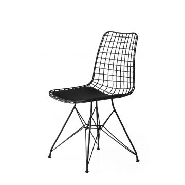 Ensemble de chaises Vella | Structure en métal | Siège en cuir | Noir