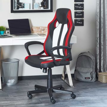 Chaise de bureau Ravo - noir/ blanc/ rouge