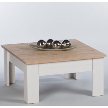 Table basse Armando 78x78cm avec 1 tiroir - chêne/blanc 