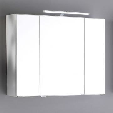 Armoire de toilette Bobbi 90cm modèle 2 3 portes & eclairage LED - blanc