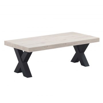 Table basse Elke 130x65 avec pieds croisés - chêne/noir