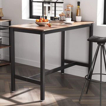 Table de bar Isolde 120x60 industriel - brun/noir