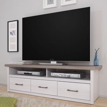 Meuble tv Larnaca 148cm avec 3 tiroirs - blanc 