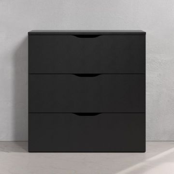 Meuble à tiroirs Basix | 78 x 40 x 80 cm | Noir mélaminé | Multifonctionnel