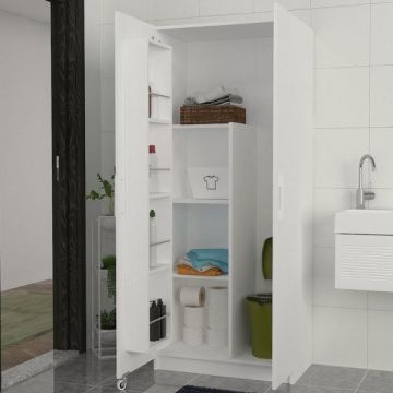 Tera Home Armoire de salle de bain | Multipurpose 2-Doors | Extra Storage | 75 Width | White