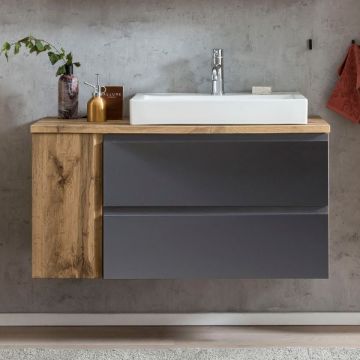 Meuble lavabo Varese | 105 x 47 x 65 cm | Wotan Oak / Grey