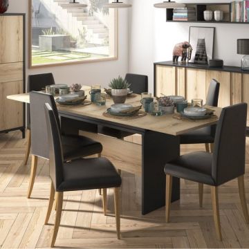 Table de salle à manger à rallonge Esteban | 205 x 90 x 77 cm | Helvezia Oak design