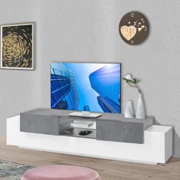 Meuble TV Porro | 220 x 45 x 51 cm | High Gloss White & Ardesia design