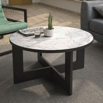 Table basse Adria | 82 x 82 x 43 cm | Design en marbre blanc